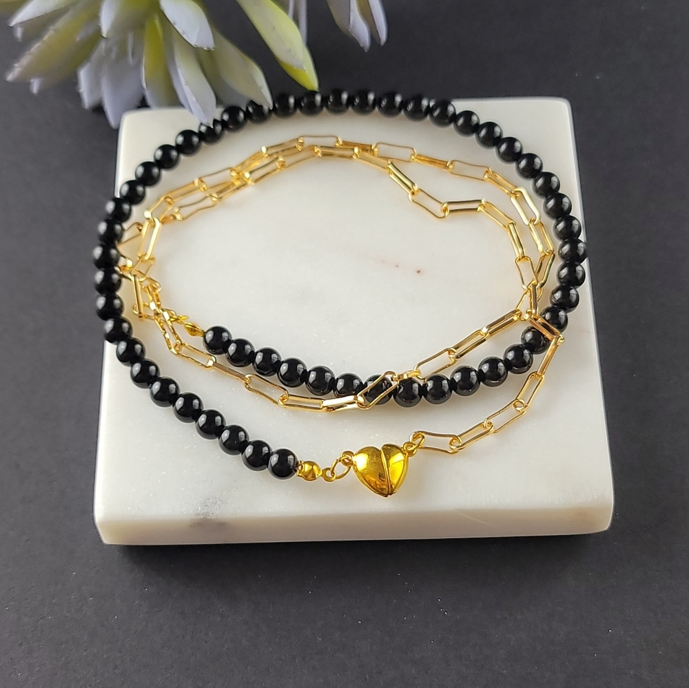 Handmade necklace with black onyx beads